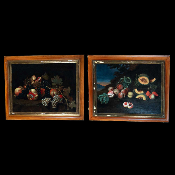 Pareja de Grandes y Decorativos Bodegones, siglo XVII.