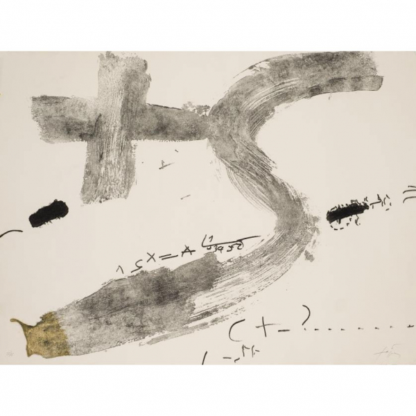Antoni Tápies.  "Creu i S (1976)". Aguafuerte y gofrado sobre papel Guarro. Firmado 