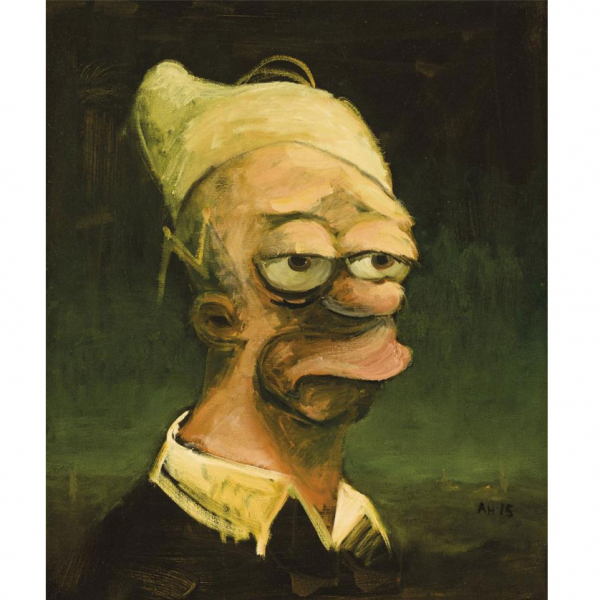 Anton Henning.    "Portrait Nº 444 (2015)". Óleo sobre lienzo. Firmado y fechado (15) en el ángulo inferior derecho.