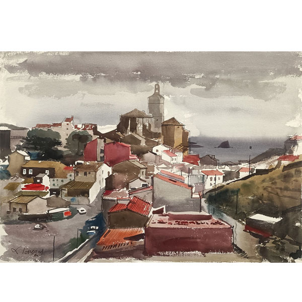 Frederic Lloveras i Herrera (Barcelona, 1912 - Tossa de Mar, 1983). Acuarela sobre papel firmada y fechada 80  