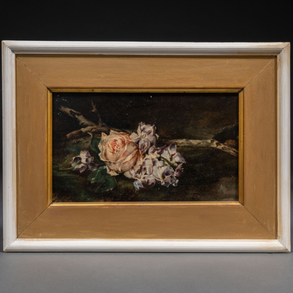 "Bodegón de rosas "  ESCUELA ESPAÑOLA, Siglo XIX-XX