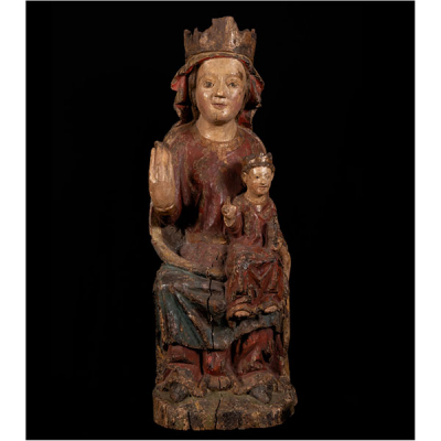 Virgen Románica &quot;Sedes Sapientae&quot; de finales del siglo XIII transición al Gótico , Norte de Castilla , muy posiblemente Burgos.