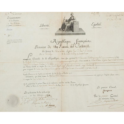 Documento militar firmado por Napoleón Bonaparte