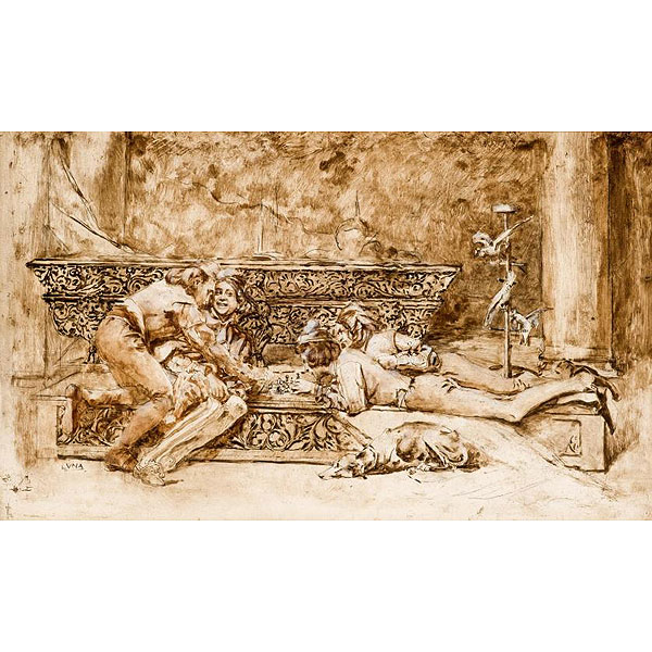 Juan Luna Novicio.  "Jugadores de ajedrez".