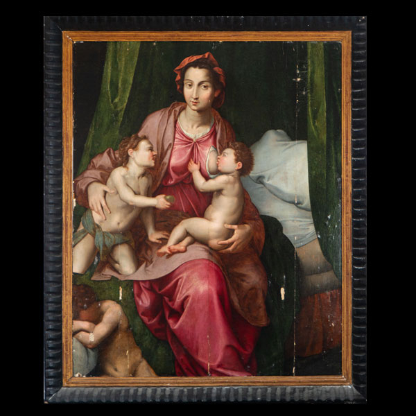 Virgen de la Leche con Jesús y a San Juanito, escuela florentina de mediados del siglo XVI.