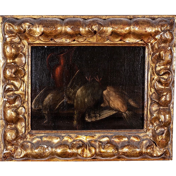 Bodegón con jarra y aves