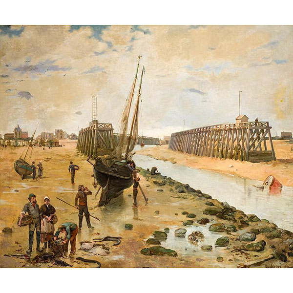 Escuela Irlandesa S. XIX-XX.  "En el muelle".