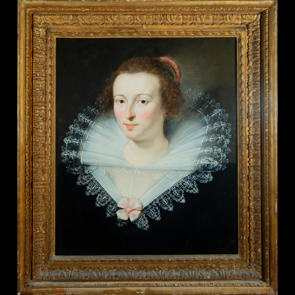 Importante Retrato de Dama Flamenca sobre tabla - Círculo o Taller de Peter Paul Rubens (Siegen, 1577-1640), escuela Barroca Flamenca de principios del siglo XVII.