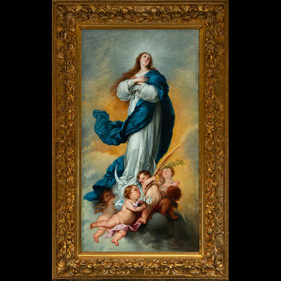 Copia de BARTOLOMÉ ESTEBAN MURILLO (Sevilla, 1617-1682) - La Inmaculada &quot;de Aranjuez&quot;, siglo XIX, Firmado: &quot;J. Garcia Ramos&quot;.
