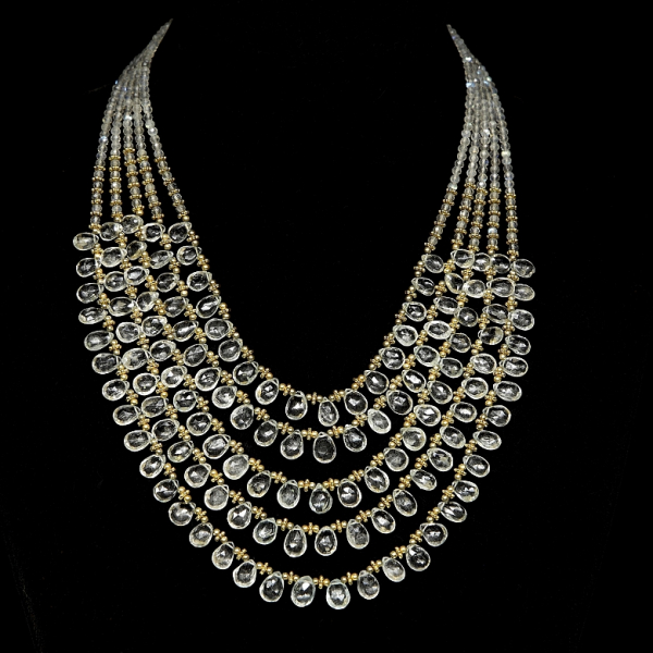 Collar de aguamarina en plata dorada, estilo Victoriano.