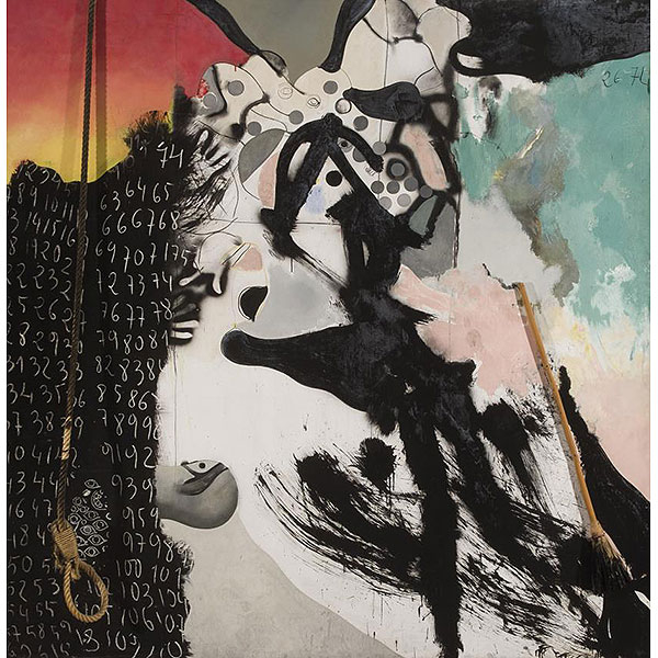 Josep Guinovart Bertrán. Portugal 26-74 (1974) "Portugal 26-74.1974)". Técnica mixta (acrílico, objetos encontrados y ceras) sobre tabla.