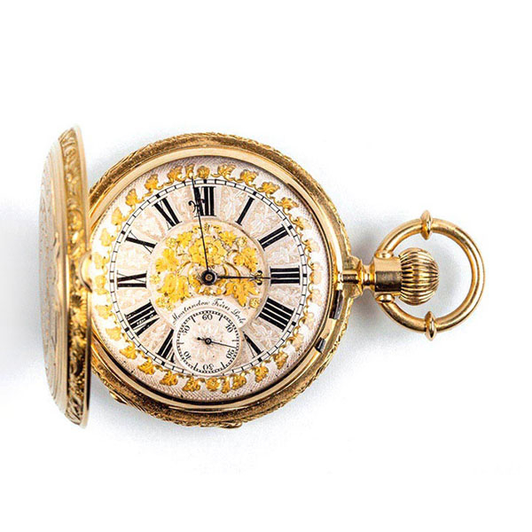 Gran reloj saboneta suizo MONTANDON FRERES, Nº 4025, LOCLE, en sólida caja de oro amarillo, 55 mm