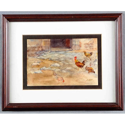 JOAQU&Iacute;N MIR "Patio y gallinas"