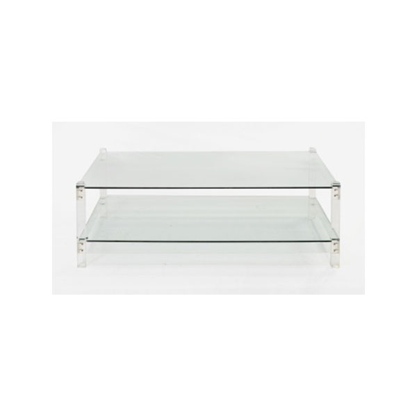 Mesa de metacrilato con encimera y base en cristal.  Época: S. XX