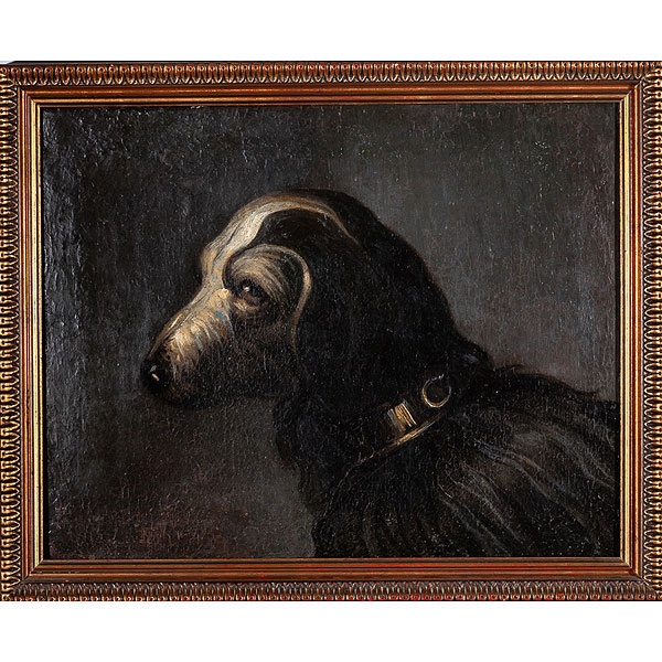 Escuela espa&ntilde;ola, S.XIX "Retrato de perro"