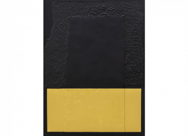 RAFAEL CANOGAR (Toledo, 1935).  Cicatriz, 2008.   Construcción en papel hecho a mano y pintado al óleo encolado a tabla. 