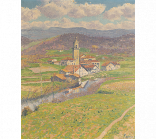 DARÍO DE REGOYOS (Asturias, 1857-Barcelona, 1913) Paisaje de Yurre