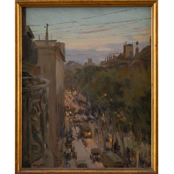 "Ramblas de Barcelona"  MANUEL MENSA SALAS (1855-1929)