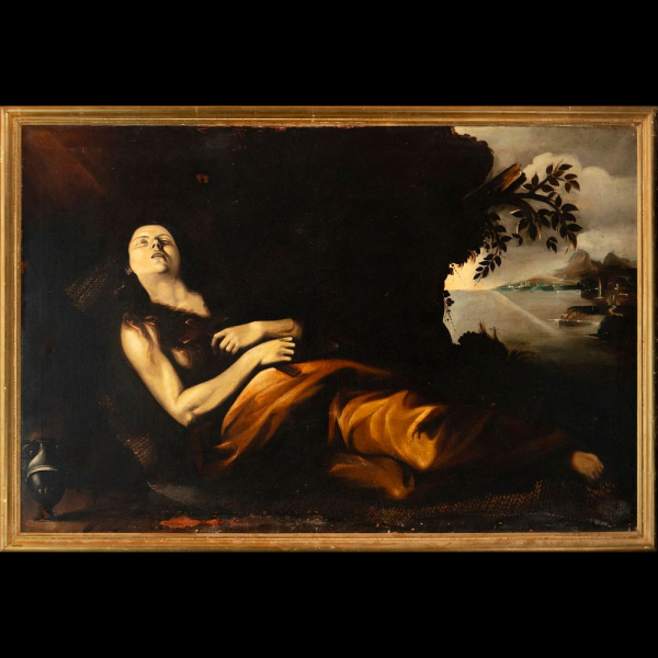 Magdalena en el Desierto escuela Romana o Boloñesa de mediados del siglo XVIII - Según modelos de Carracci, Annibale da (Bolonia, 3 de noviembre de 1560-Roma, 15 de julio de 1609).