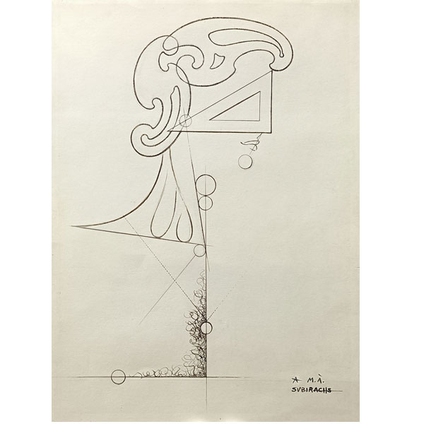 Josep María Subirachs (Barcelona 1927-2014). "Sin título". Técnica mixta sobre papel firmada en el ángulo inferior derecho.