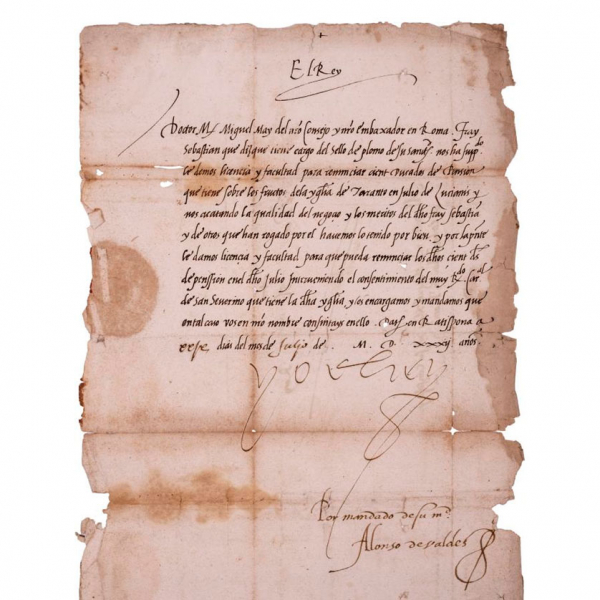 Emperador Carlos I. Carta firmada y dirigida al embajador de Roma, 1532.