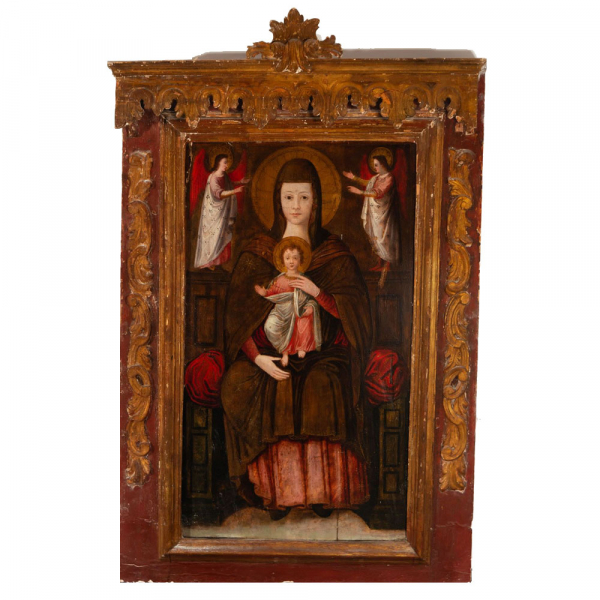 Virgen del Pópolo, escuela italiana del siglo XVI.   Óleo sobre tabla