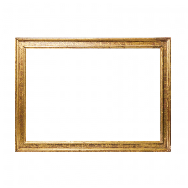 Marco en madera esgrafiada y dorada con moldura en filo y canto, fles. del s.XVI-ppios. del s.XVII.