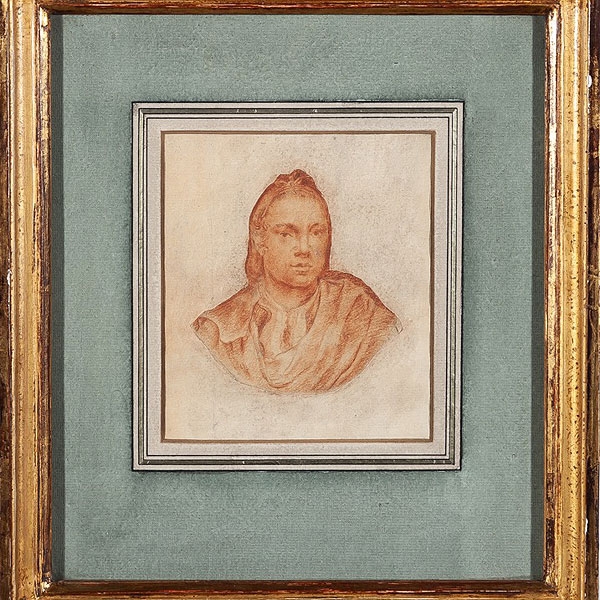 Escuela española, S.XIX "Busto de Maja" Dibujo a sanguina