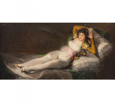 RICARDO DE MADRAZO Y GARRETA (Madrid, 1852-1917) Las majas (copias de Goya)  La maja vestida Óleo sobre lienzo