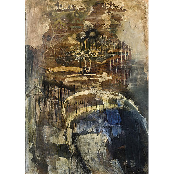 Antoni Clavé.  "Guerrier au bouclier (1959)". Óleo sobre papel marouflé