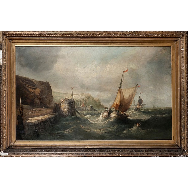 Escuela holandesa, pps.S.XIX “Marina en tempestad”