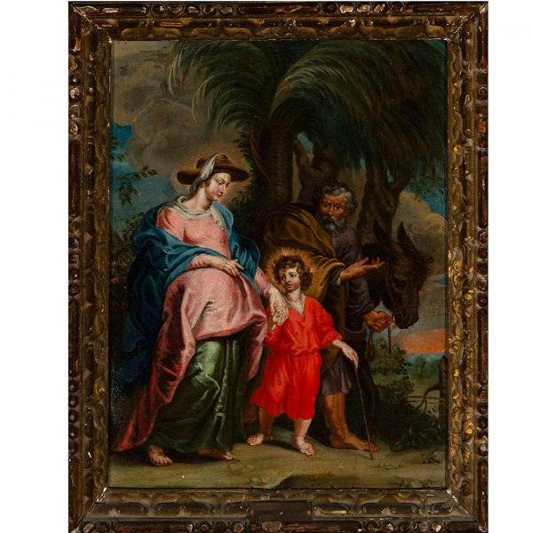 La Huida de Egipto flamenco firmado. 