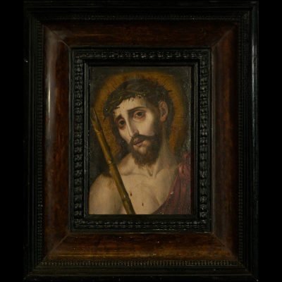 Escuela Colonial Mexicana del siglo XVII - Cristo Varón de Dolorores - CÍRCULO DE VILLALPANDO, Cristóbal (1649-1714).