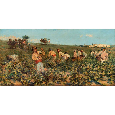 SALVADOR VINIEGRA  (Cádiz 1862 - Madrid 1915) &quot;Agricultores faenando&quot;