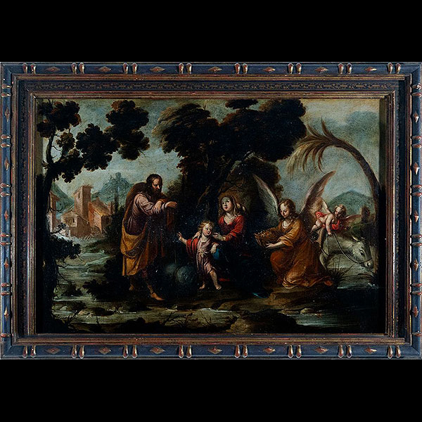 Atribuido a JOSÉ ANTOLÍNEZ (Madrid 1635 - 1675) - Descanso en la huida a Egipto.