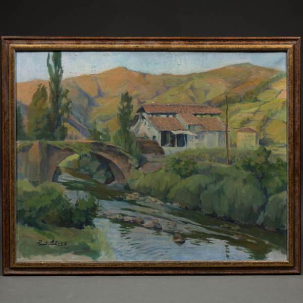"Paisaje con Puente" DIONISIO AZCUE (San Sebastián, 1885-1964) 