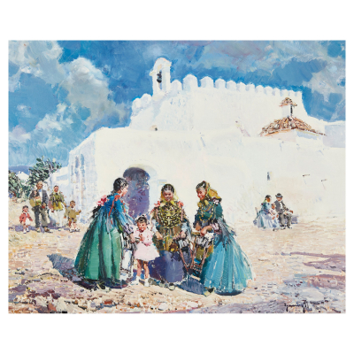 Ignacio Gil Sala (Barcelona, 1913-2003) Ibicencas. &Oacute;leo sobre tela. Firmado.