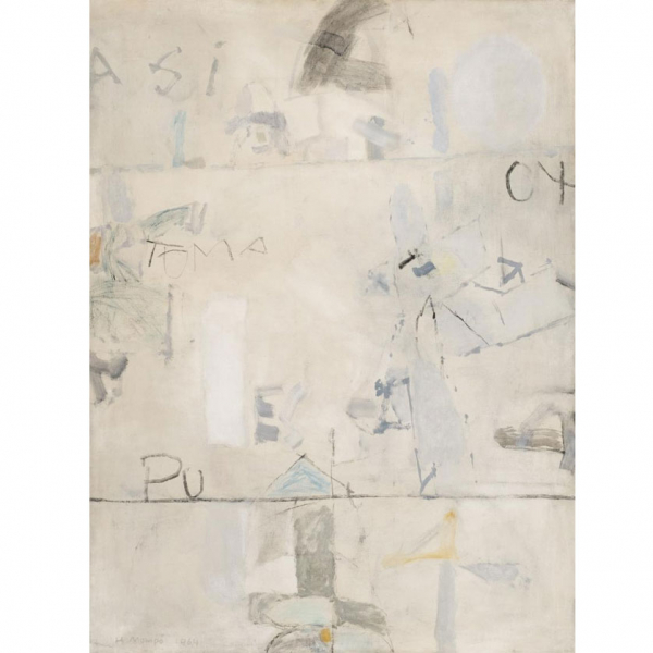 Manuel Hernández Mompó.   "Mercado muy temprano (1964)". Óleo sobre lienzo 