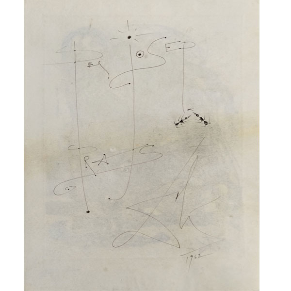 Salvador Dalí (Figueres, 1904-1989) "Figura encadenada" (1962).  Grabado sobre pergamino firmado y fechado 1962 en plancha.