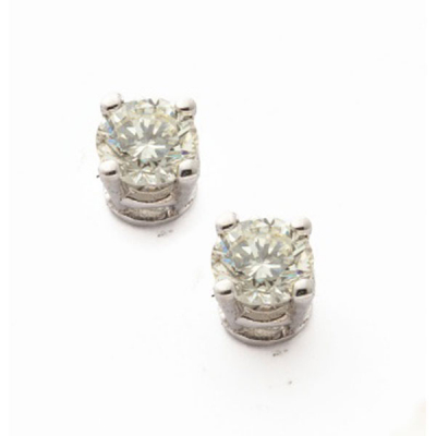 Pendientes solitarios en oro blanco con diamantes talla brillante
