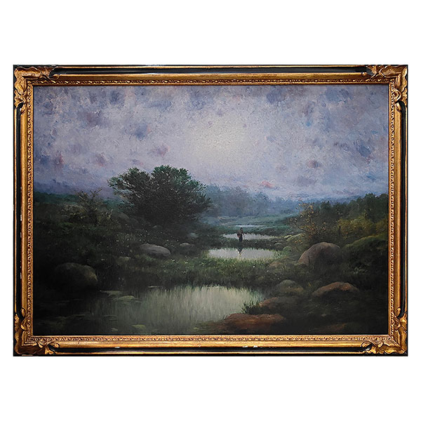 Modest Urgell (Barcelona, 1839-1919) Paisaje con figura. Óleo sobre lienzo. Firmado.