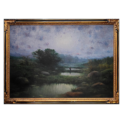 Modest Urgell (Barcelona, 1839-1919) Paisaje con figura. Óleo sobre lienzo. Firmado.