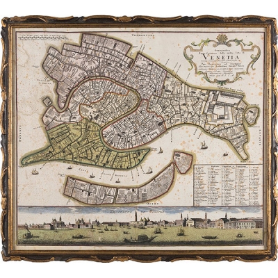 Heirs Homann Grabado coloreado Venecia