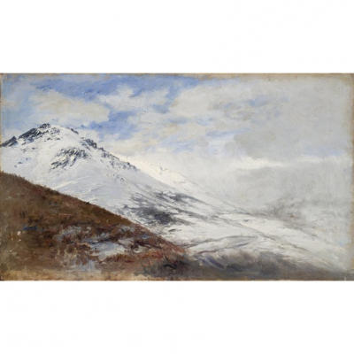 Jaime Morera y Galicia.   &quot;Puerto de la Morcuera, Guadarrama&quot;. Óleo sobre lienzo.