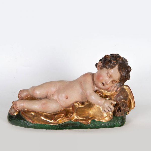 &quot;Niño Jesús Dormido&quot; de Giovanni Battista Morelli de la Escuela Italiana del siglo XVII.   