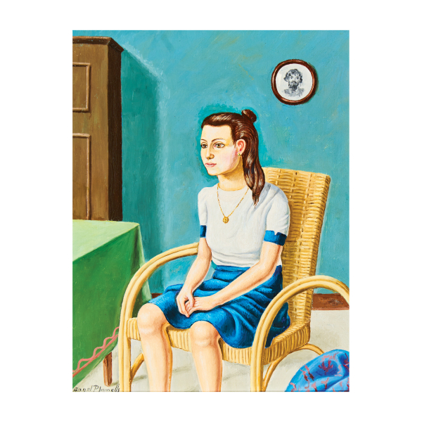 Àngel Planells Cruañas (Cadaqués, Girona, 1901-1989) Noia de Cadaqués. Óleo sobre tela. Firmado y fechado en 1977.