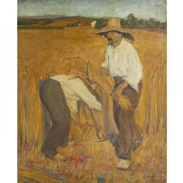 Alexandre de Cabanyes Marqu&egrave;s (Barcelona, 1877-1972)  La siega.  &Oacute;leo sobre tela. Firmado.