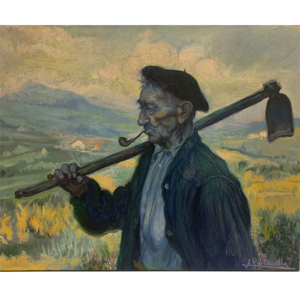 "Campesino con azada"   &Aacute;NGEL GARAVILLA (Lekeitio, 1906 - Barcelona, 1961)