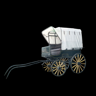 Coche de caballo tipo &oacute;mnibus de viaje para cinco plazas m&aacute;s cochero, siglo XIX.