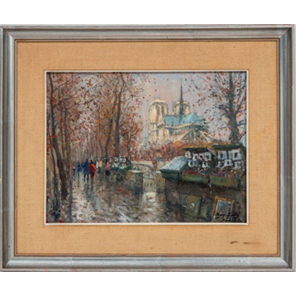 JUAN BAYÓN SALADO "BAY-SALA" (Logroño 1913 - Bilbao 1995) "Notre Dame, París" Firmado: Bay-Sala Óleo / Cartón